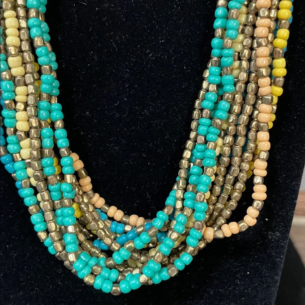 ZAD Turquoise and Yellow Beaded Necklace - Picture 4 of 7